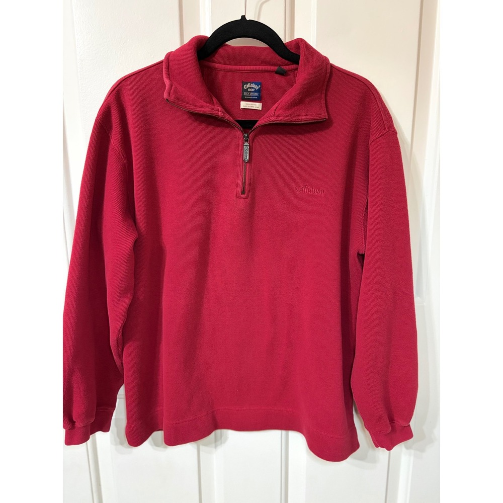 Callaway Vintage 90's| 1/4 Zip Ribbed Cotton Sweater | M || Red|